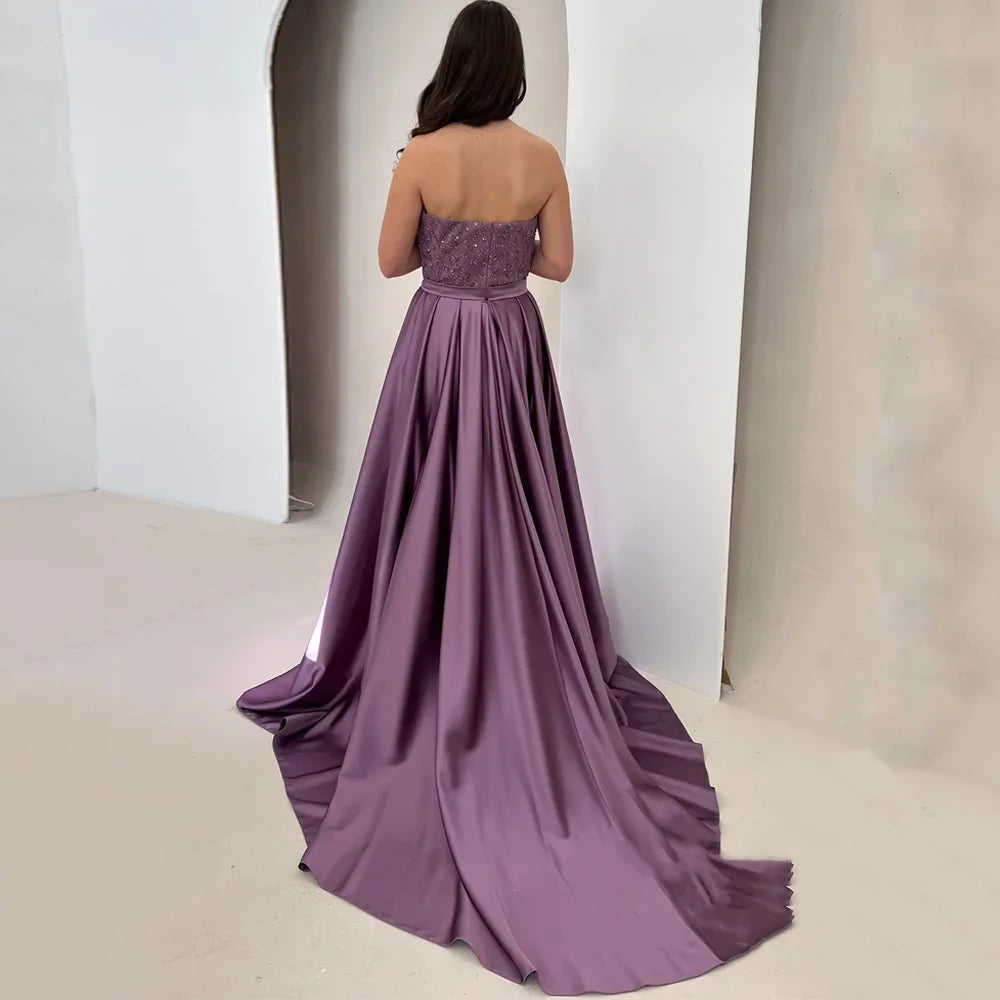 Elegant Sleeveless Sparkling Mermaid Evening Dress Pearl Sweeping Train Dress Wedding Guests Ball Dress Customization