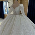 White Ball Gown Princess Wedding Dresses 2025 Sweetheart Neck Long Sleeves Vestido De Novia Lace Sequined Luxury Robe De Mariee